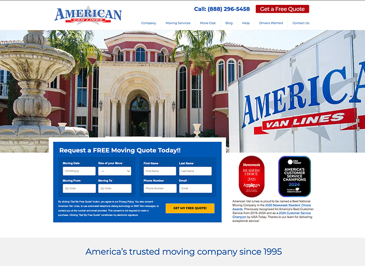 Web Snapshot – AmericanVanLines.com – April 1, 2026